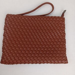 Woven Vegan Leather Clutch Wristlet Handbag Purse Boho 10"x7.5"